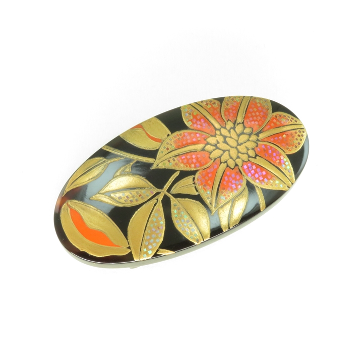 鼈甲 帯留め 螺鈿蒔絵 クレマチス べっ甲 本鼈甲 帯留 A47 - 画像 (3)