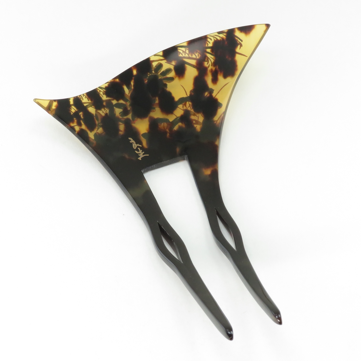 鼈甲(茨布) 簪 螺鈿蒔絵 芒菊桔梗女郎花模様 かんざし べっ甲 本鼈甲 髪飾り A6【特選】 - 画像 (8)