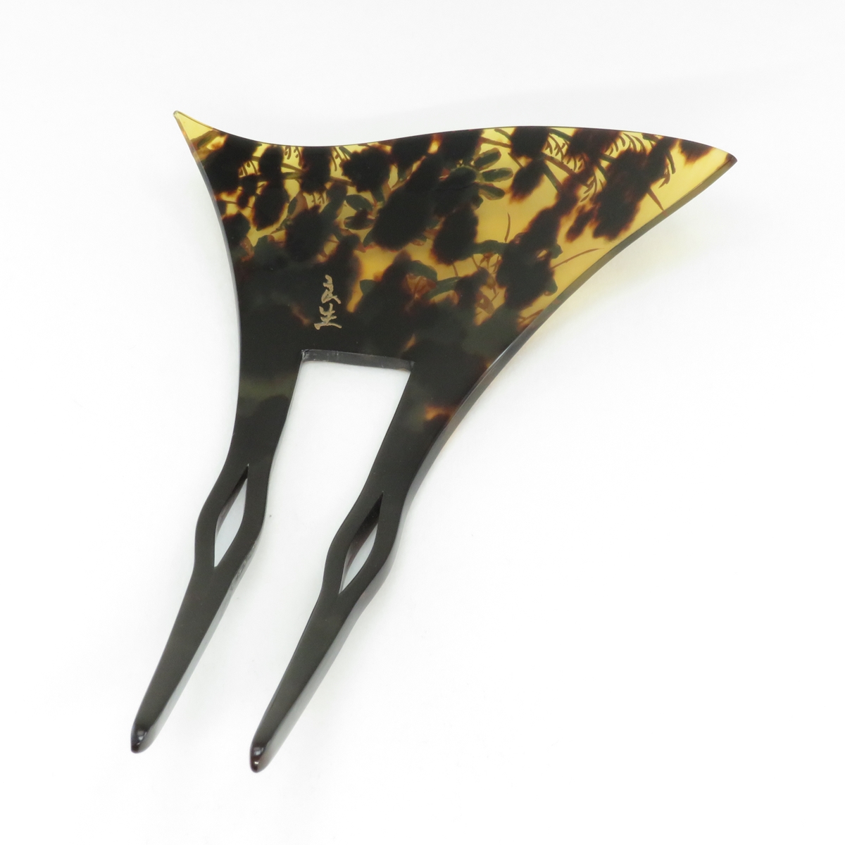 鼈甲(茨布) 簪 螺鈿蒔絵 芒菊桔梗女郎花模様 かんざし べっ甲 本鼈甲 髪飾り A6【特選】 - 画像 (7)